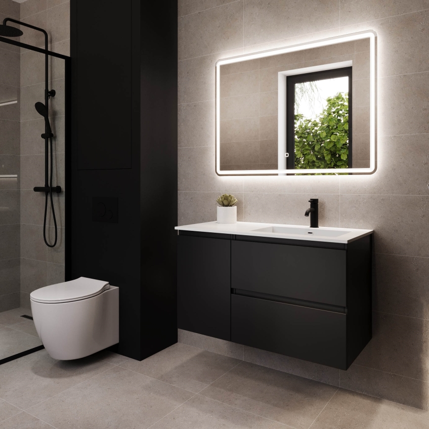 Mobile bagno con lavabo HELSINKI 95 cm destro/nero