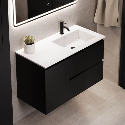 Mobile bagno con lavabo HELSINKI 95 cm destro/nero