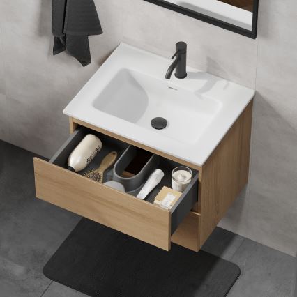 Mobile bagno con lavabo KENWOOD 61 cm rovere/bianco