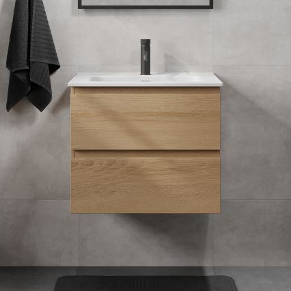 Mobile bagno con lavabo KENWOOD 61 cm rovere/bianco