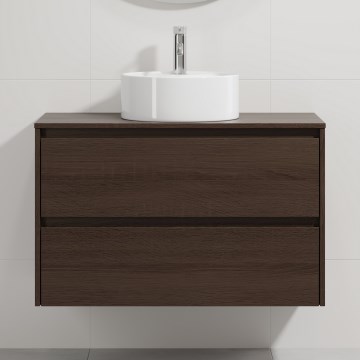 Mobile bagno con lavabo TRONDHEIM/VIKEDAL 90x57x46 cm noce/bianco
