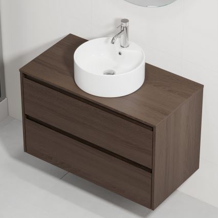 Mobile bagno con lavabo TRONDHEIM/VIKEDAL 90x57x46 cm noce/bianco