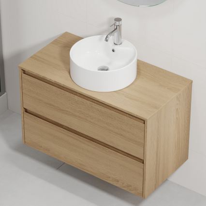 Mobile bagno con lavabo TRONDHEIM/VIKEDAL 90x57x46 cm rovere/bianco