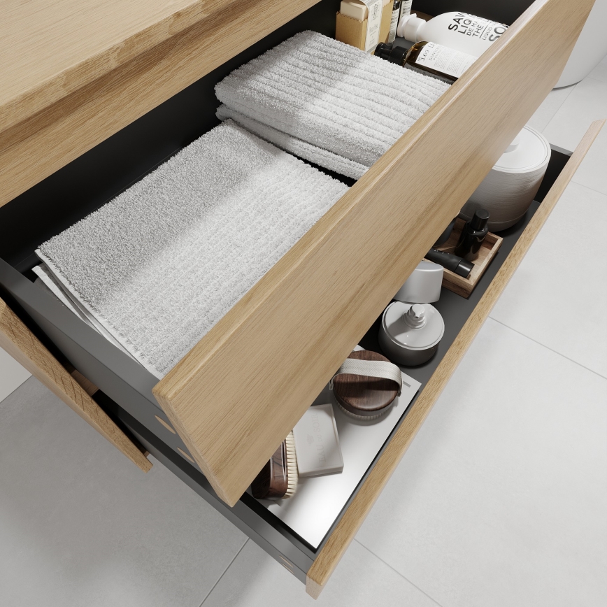 Mobile bagno con lavabo TRONDHEIM/VIKEDAL 90x57x46 cm rovere/bianco