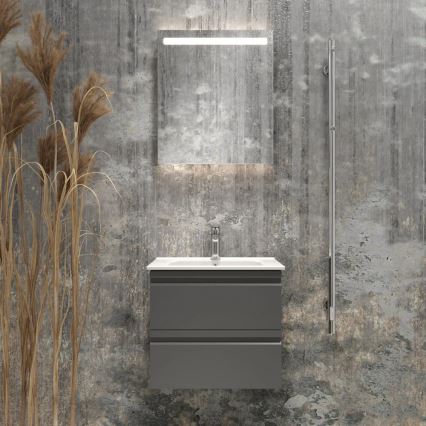 Mobile bagno con lavabo VIGO + specchio da parete retroilluminato a LED/10W/230V IP44 grigio