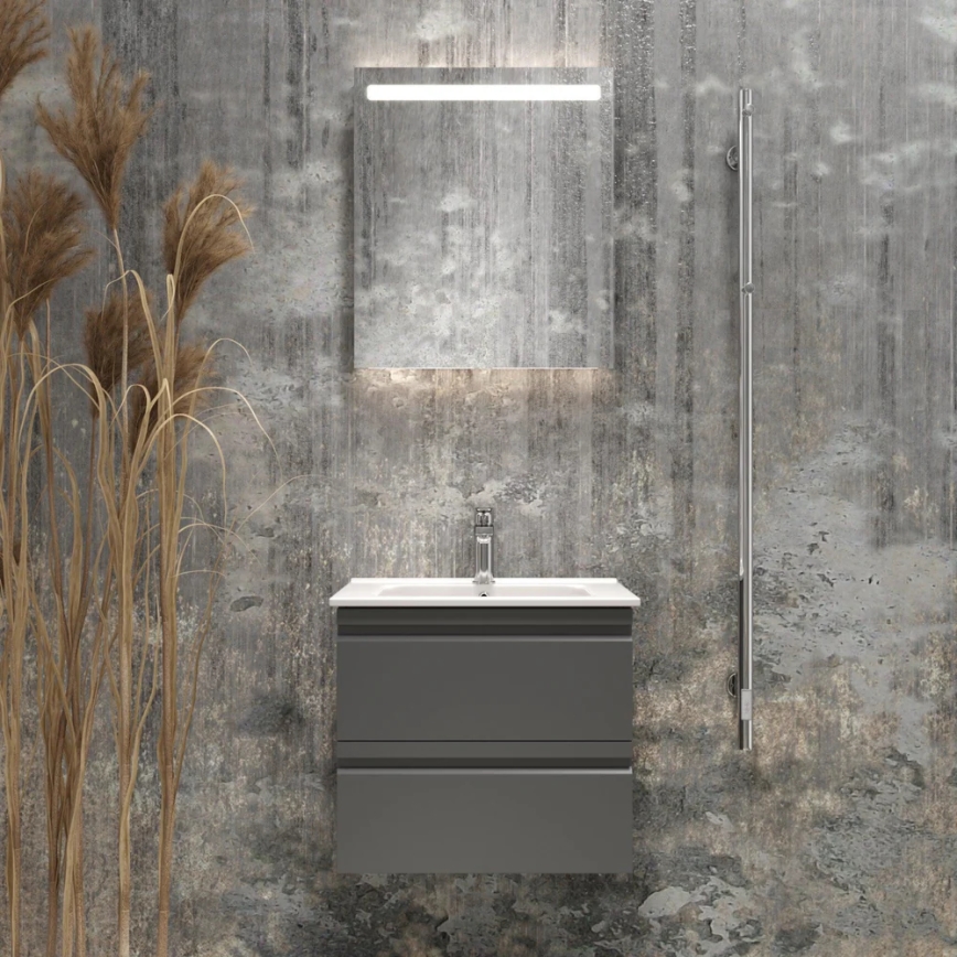 Mobile bagno con lavabo VIGO + specchio da parete retroilluminato a LED/10W/230V IP44 grigio