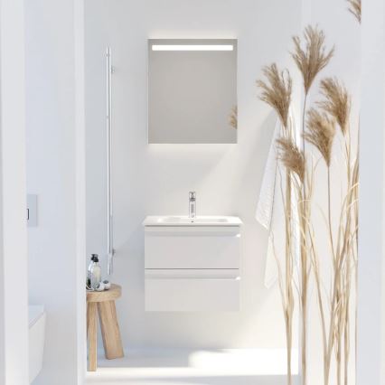 Mobile bagno VIGO con lavabo + specchio da parete retroilluminato a LED, LED/10W/230V, IP44, bianco