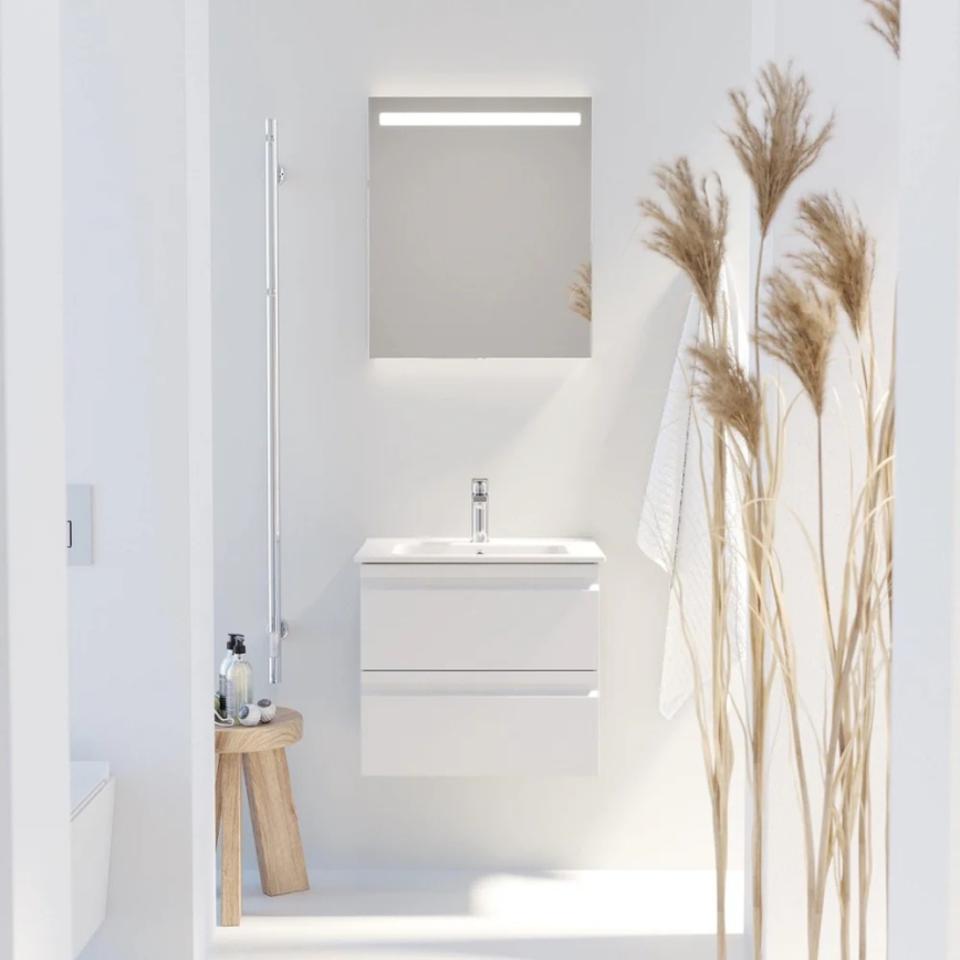 Mobile bagno VIGO con lavabo + specchio da parete retroilluminato a LED, LED/10W/230V, IP44, bianco