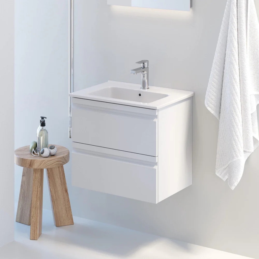 Mobile bagno VIGO con lavabo + specchio da parete retroilluminato a LED, LED/10W/230V, IP44, bianco