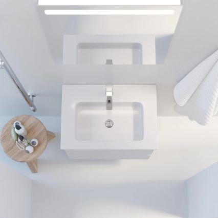 Mobile bagno VIGO con lavabo + specchio da parete retroilluminato a LED, LED/10W/230V, IP44, bianco