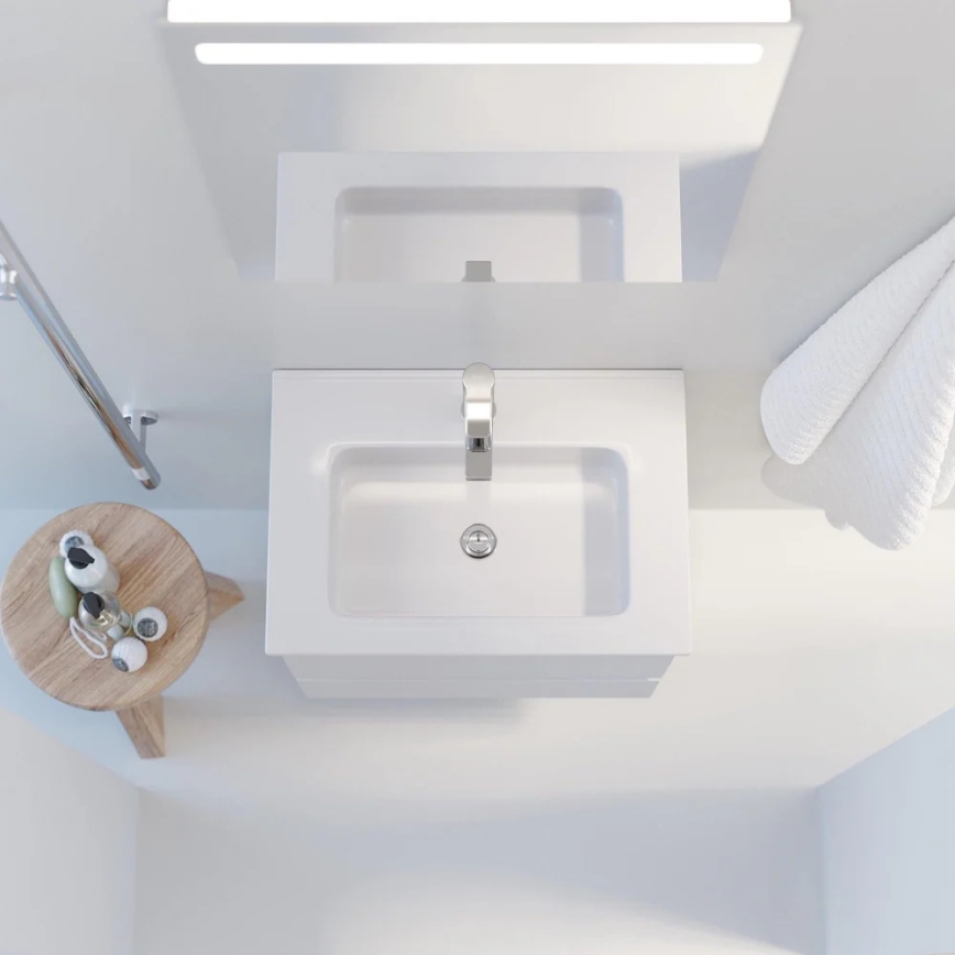 Mobile bagno VIGO con lavabo + specchio da parete retroilluminato a LED, LED/10W/230V, IP44, bianco