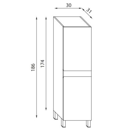 Mobile bagno KENWOOD 186 cm, finitura noce