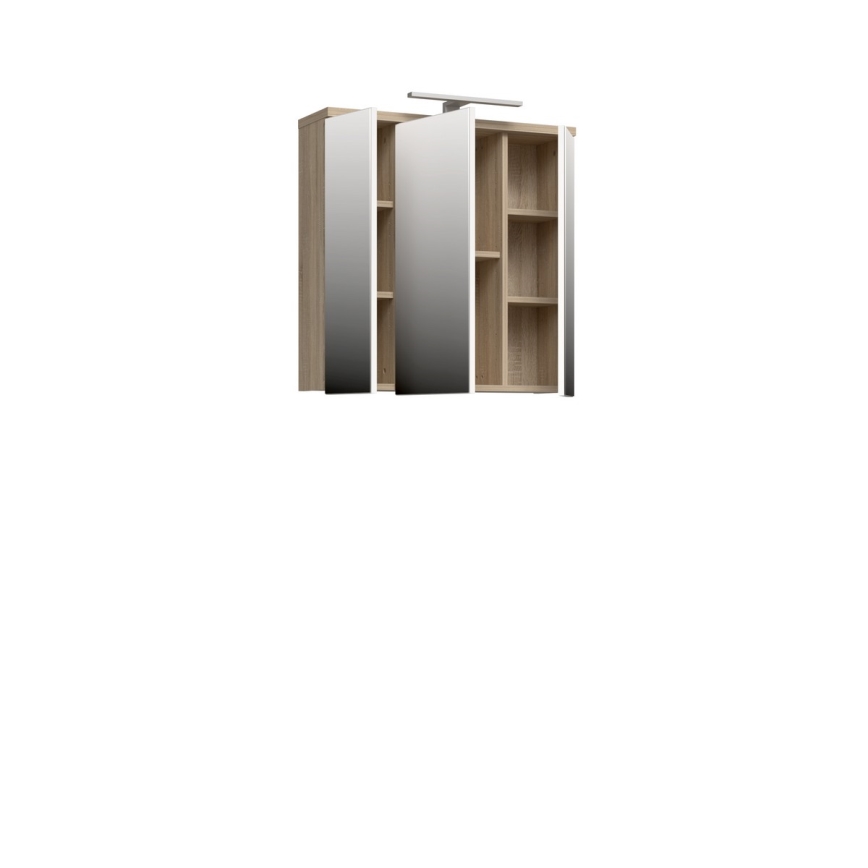 Mobile bagno sospeso con specchio VENOM bianco/rovere sonoma