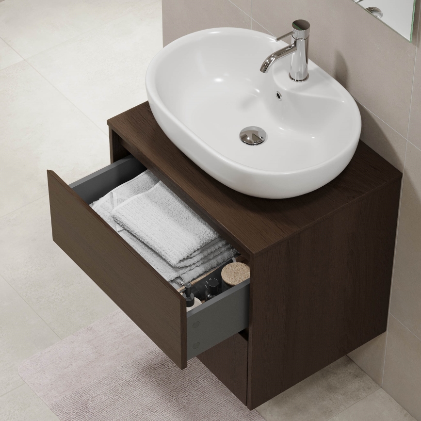Mobile bagno TRONDHEIM per lavabo 60 cm, finitura noce