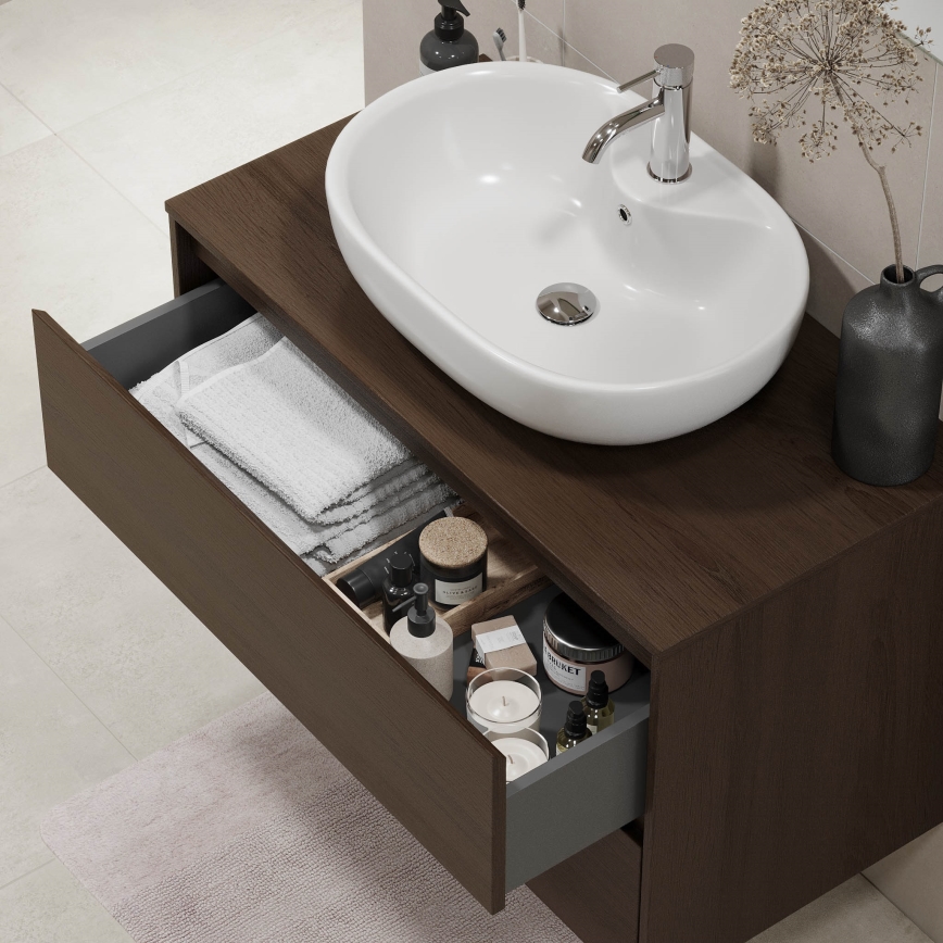 Mobile bagno TRONDHEIM per lavabo 90 cm, noce