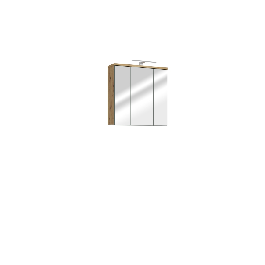 Mobile da bagno a parete con specchio VENOM verde/rovere artisan