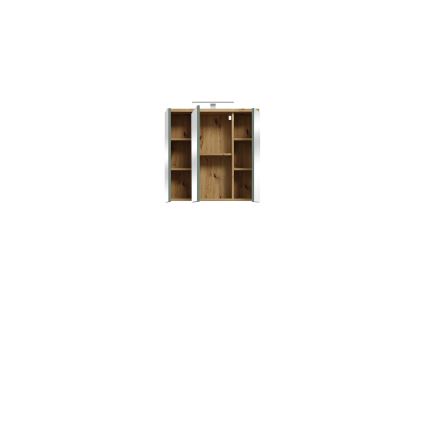 Mobile da bagno a parete con specchio VENOM verde/rovere artisan
