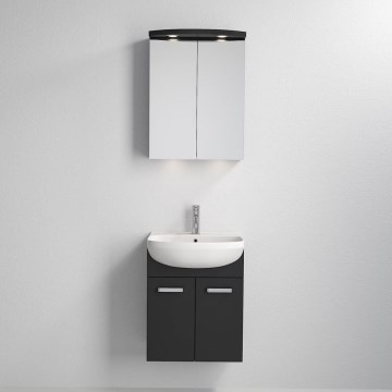 Mobile da bagno con lavabo ASTRID + armadietto specchiera LED 4xLED/4,3W/230V IP44 nero