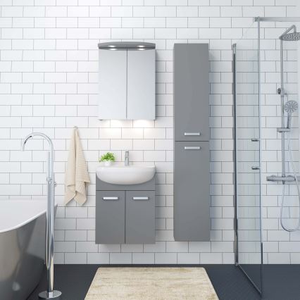Mobile bagno con lavabo ASTRID + specchiera LED 4xLED/4,3W/230V IP44 grigio