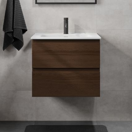 Mobile da bagno con lavabo CONOR 61 cm noce/bianco