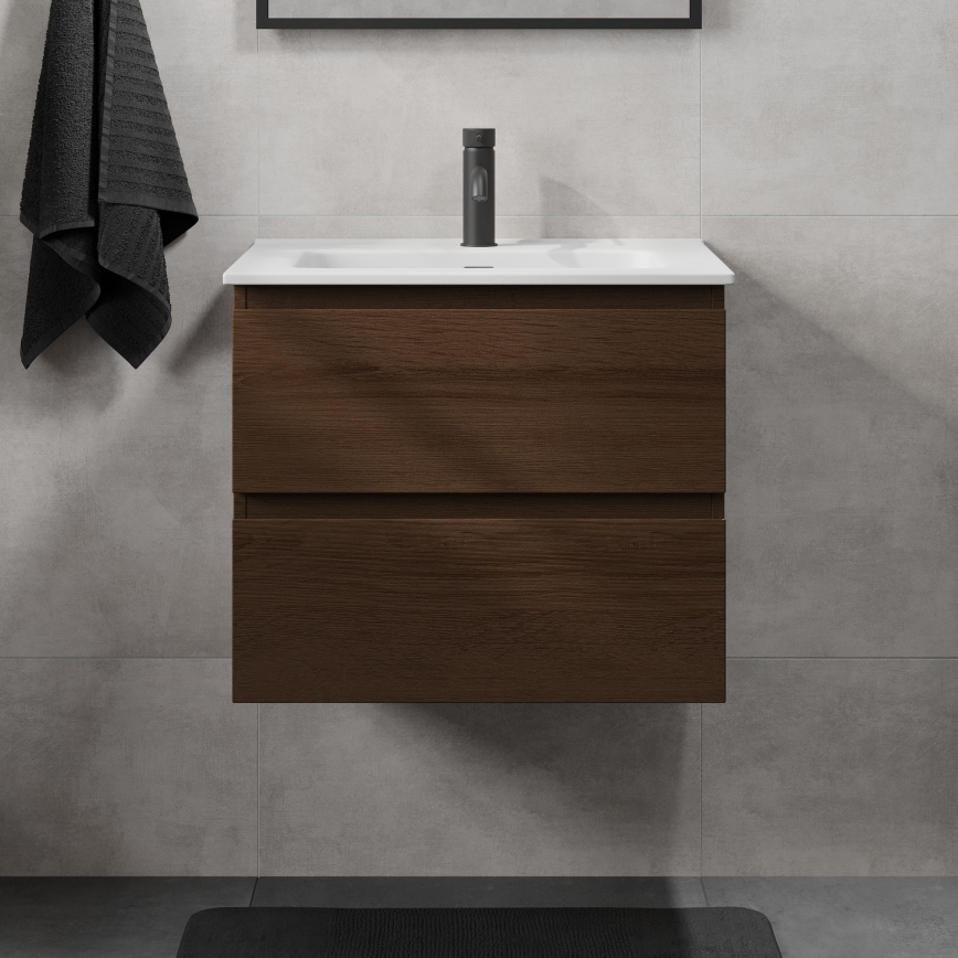 Mobile da bagno con lavabo CONOR 61 cm noce/bianco