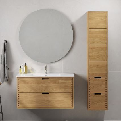 Mobile da bagno con lavabo GRIBSKOV 100 cm beige/rovere/bianco