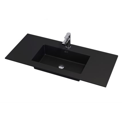 Mobile da bagno con lavabo GRIBSKOV 100 cm beige/rovere/nero
