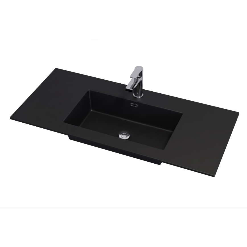 Mobile da bagno con lavabo GRIBSKOV 100 cm beige/rovere/nero