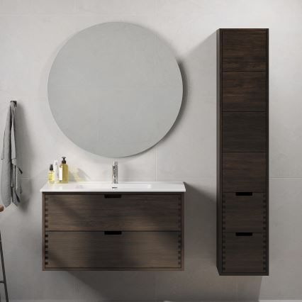 Mobile da bagno con lavabo GRIBSKOV 100 cm marrone/rovere/bianco