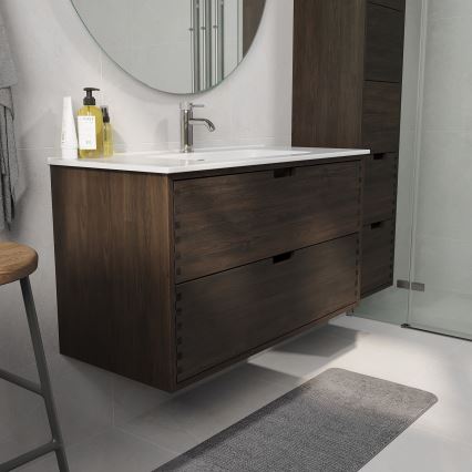 Mobile da bagno con lavabo GRIBSKOV 100 cm marrone/rovere/bianco