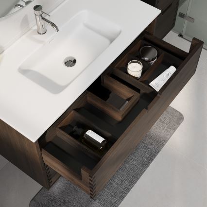Mobile da bagno con lavabo GRIBSKOV 100 cm marrone/rovere/bianco