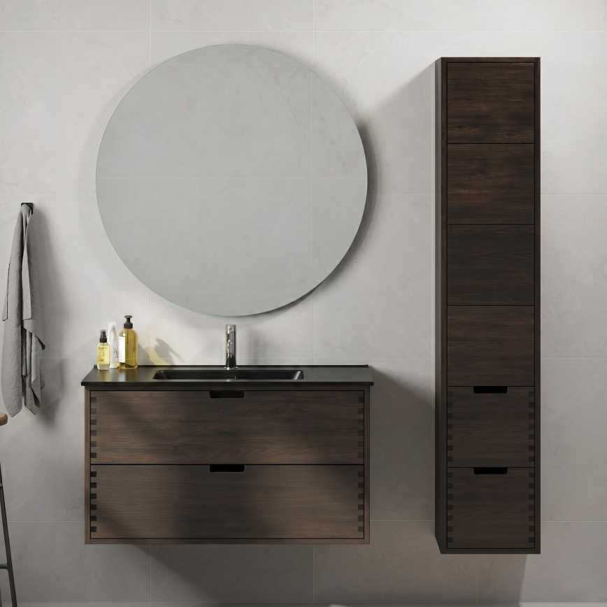 Mobile da bagno con lavabo GRIBSKOV 100 cm, marrone/rovere/nero