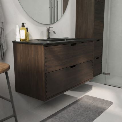 Mobile da bagno con lavabo GRIBSKOV 100 cm, marrone/rovere/nero