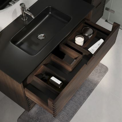 Mobile da bagno con lavabo GRIBSKOV 100 cm, marrone/rovere/nero