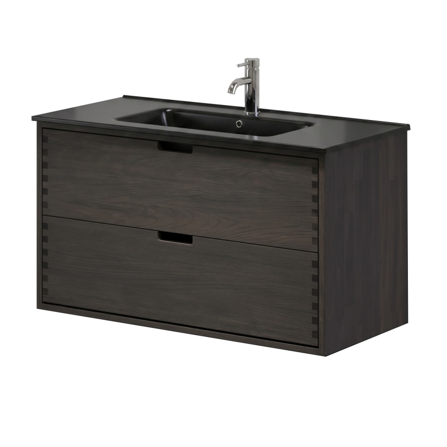 Mobile da bagno con lavabo GRIBSKOV 100 cm, marrone/rovere/nero
