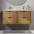 Mobile da bagno con lavabo GRIBSKOV 120 cm beige/rovere/bianco