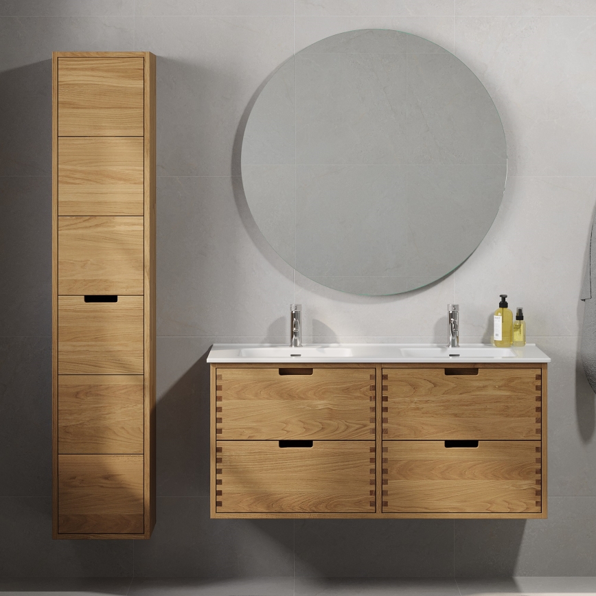 Mobile da bagno con lavabo GRIBSKOV 120 cm beige/rovere/bianco