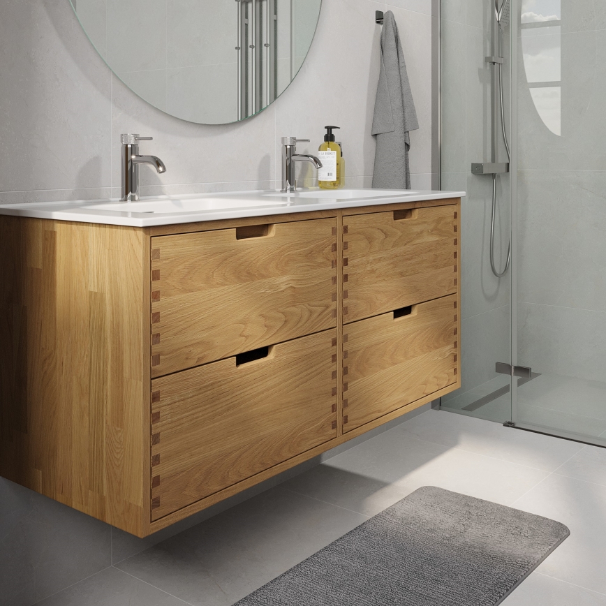 Mobile da bagno con lavabo GRIBSKOV 120 cm beige/rovere/bianco