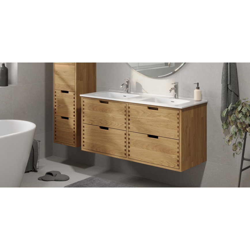 Mobile da bagno con lavabo GRIBSKOV 120 cm beige/rovere/bianco
