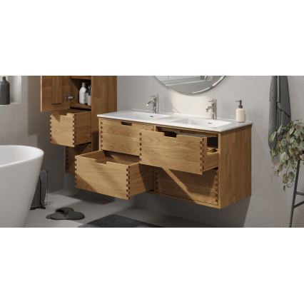 Mobile da bagno con lavabo GRIBSKOV 120 cm beige/rovere/bianco
