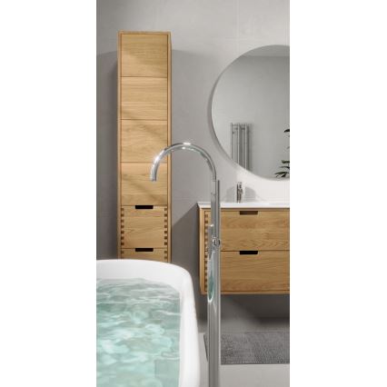 Mobile da bagno con lavabo GRIBSKOV 120 cm beige/rovere/bianco