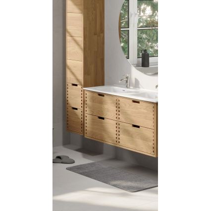 Mobile da bagno con lavabo GRIBSKOV 120 cm beige/rovere/bianco