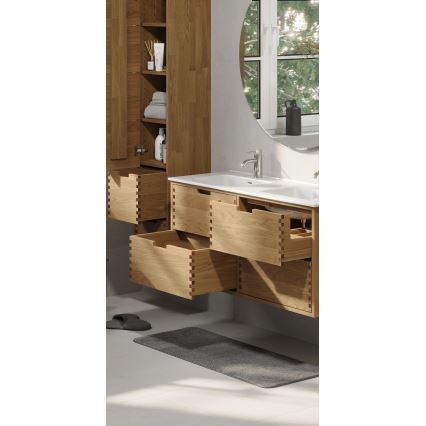Mobile da bagno con lavabo GRIBSKOV 120 cm beige/rovere/bianco