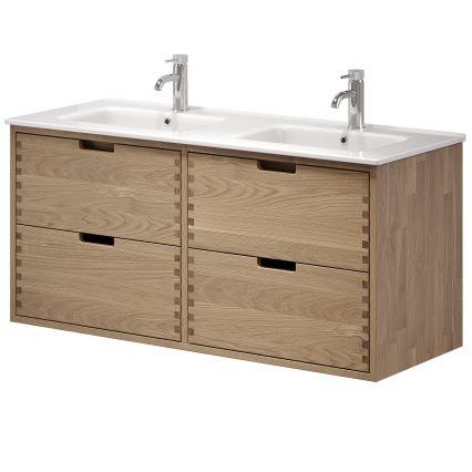 Mobile da bagno con lavabo GRIBSKOV 120 cm beige/rovere/bianco
