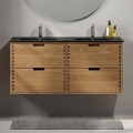 Mobile da bagno con lavabo GRIBSKOV 120 cm beige/rovere/nero