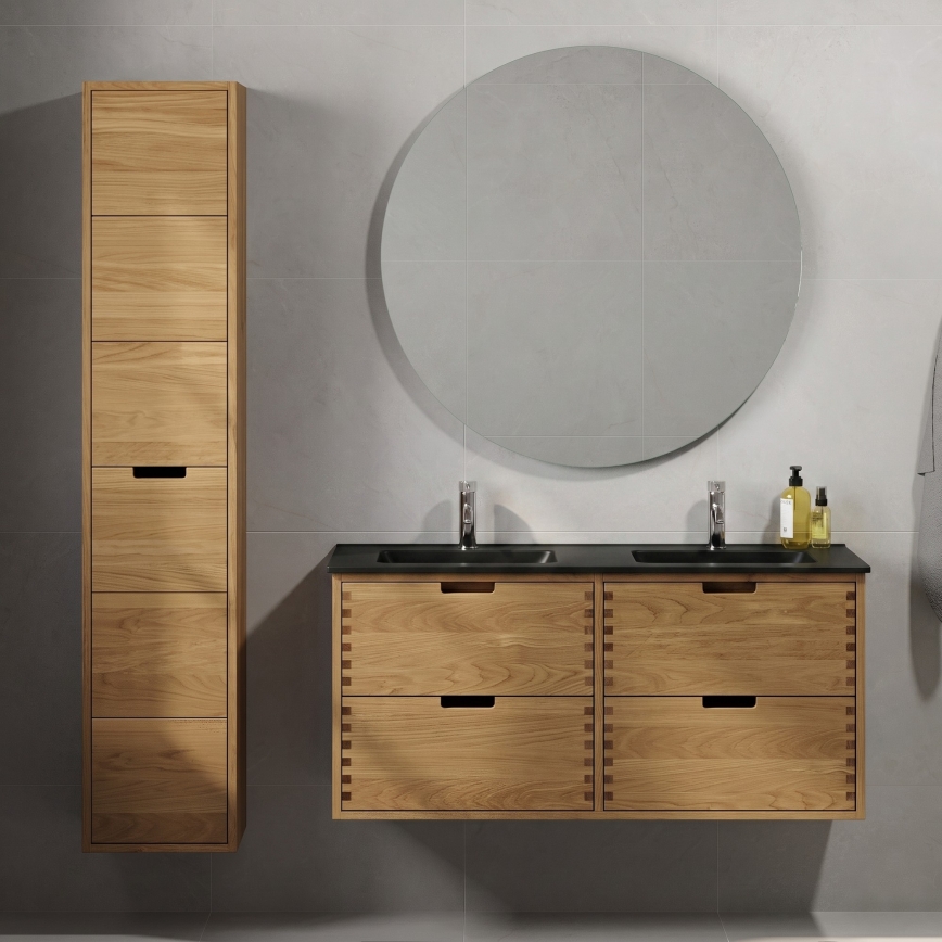 Mobile da bagno con lavabo GRIBSKOV 120 cm beige/rovere/nero
