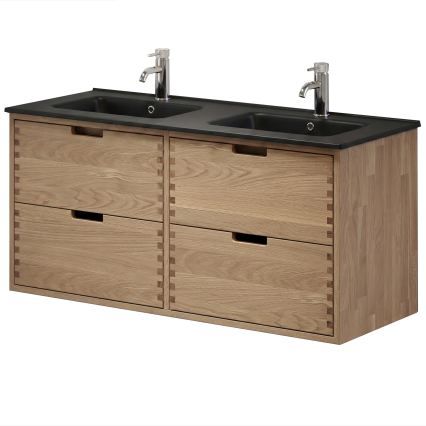 Mobile da bagno con lavabo GRIBSKOV 120 cm beige/rovere/nero