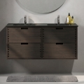 Mobile da bagno con lavabo GRIBSKOV 120 cm marrone/rovere/nero