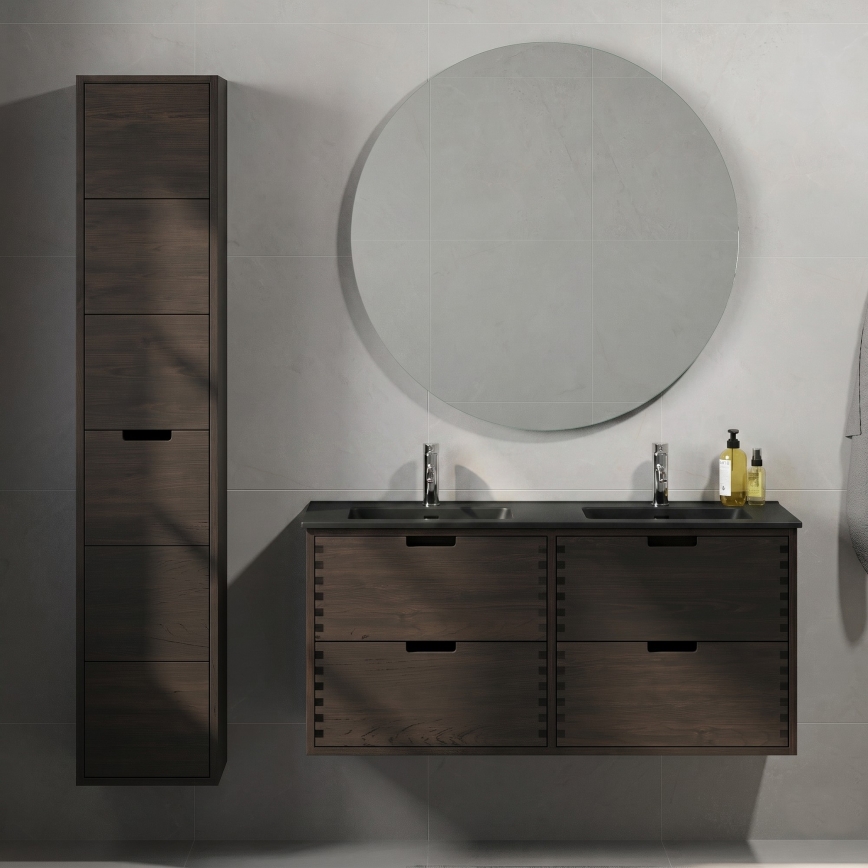 Mobile da bagno con lavabo GRIBSKOV 120 cm marrone/rovere/nero