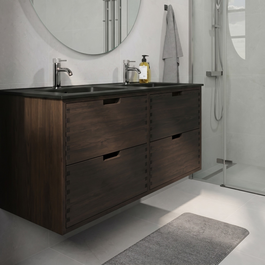 Mobile da bagno con lavabo GRIBSKOV 120 cm marrone/rovere/nero